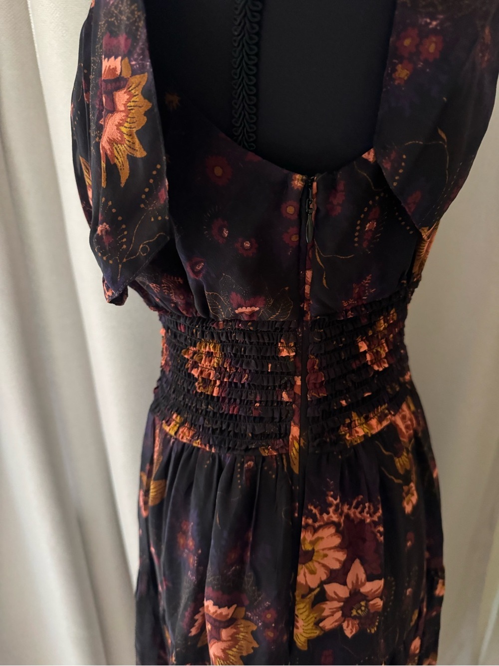 Ulla Johnson Silk Floral Halter Midi Dress Black Boho Luxe - Picture 9 of 12